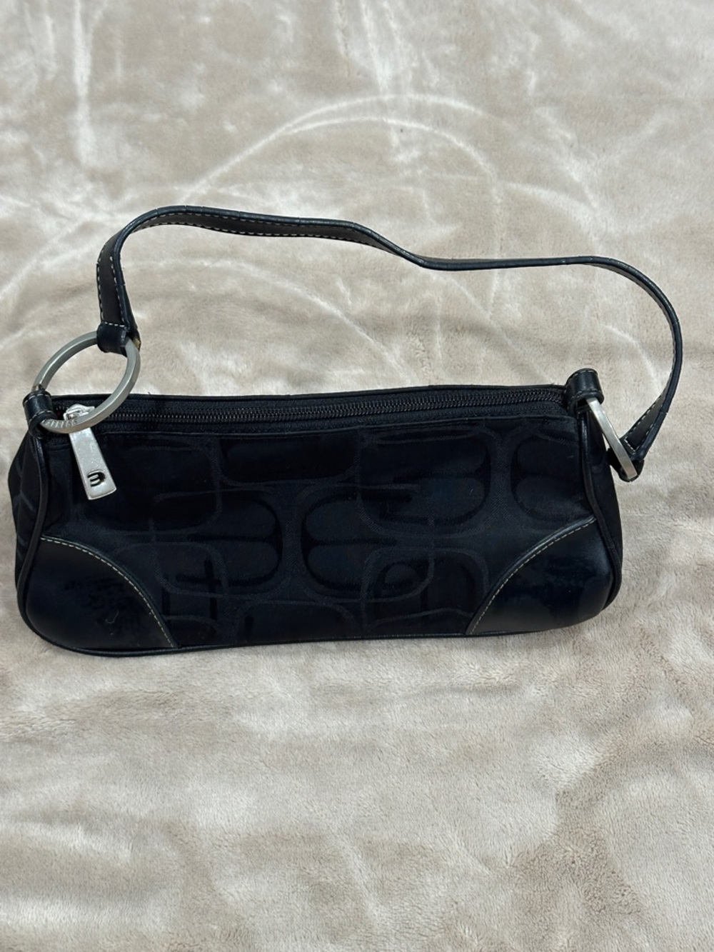 Express Black Mini Shoulder Bag with Silver Rings